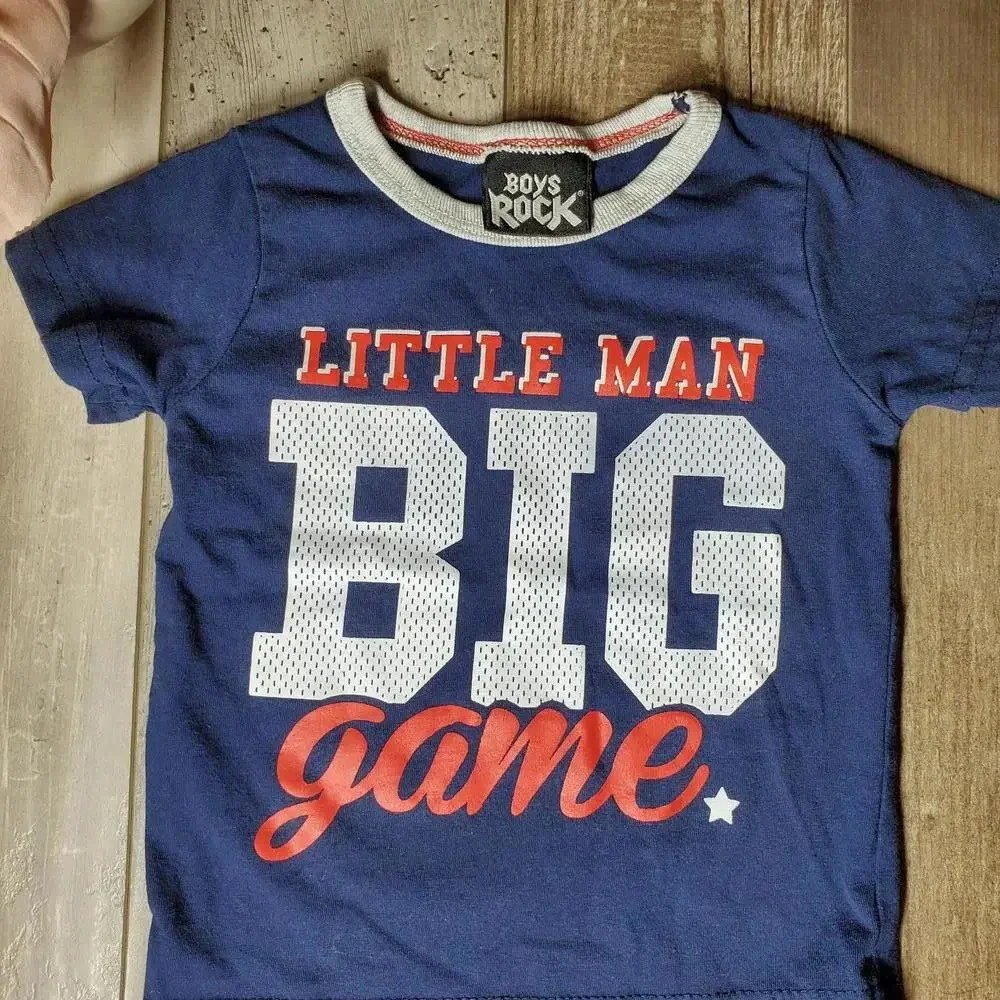 Boys Rock Size 12m Matching Baby Boy Outfit Red Blue Cotton 2 Piece EUC